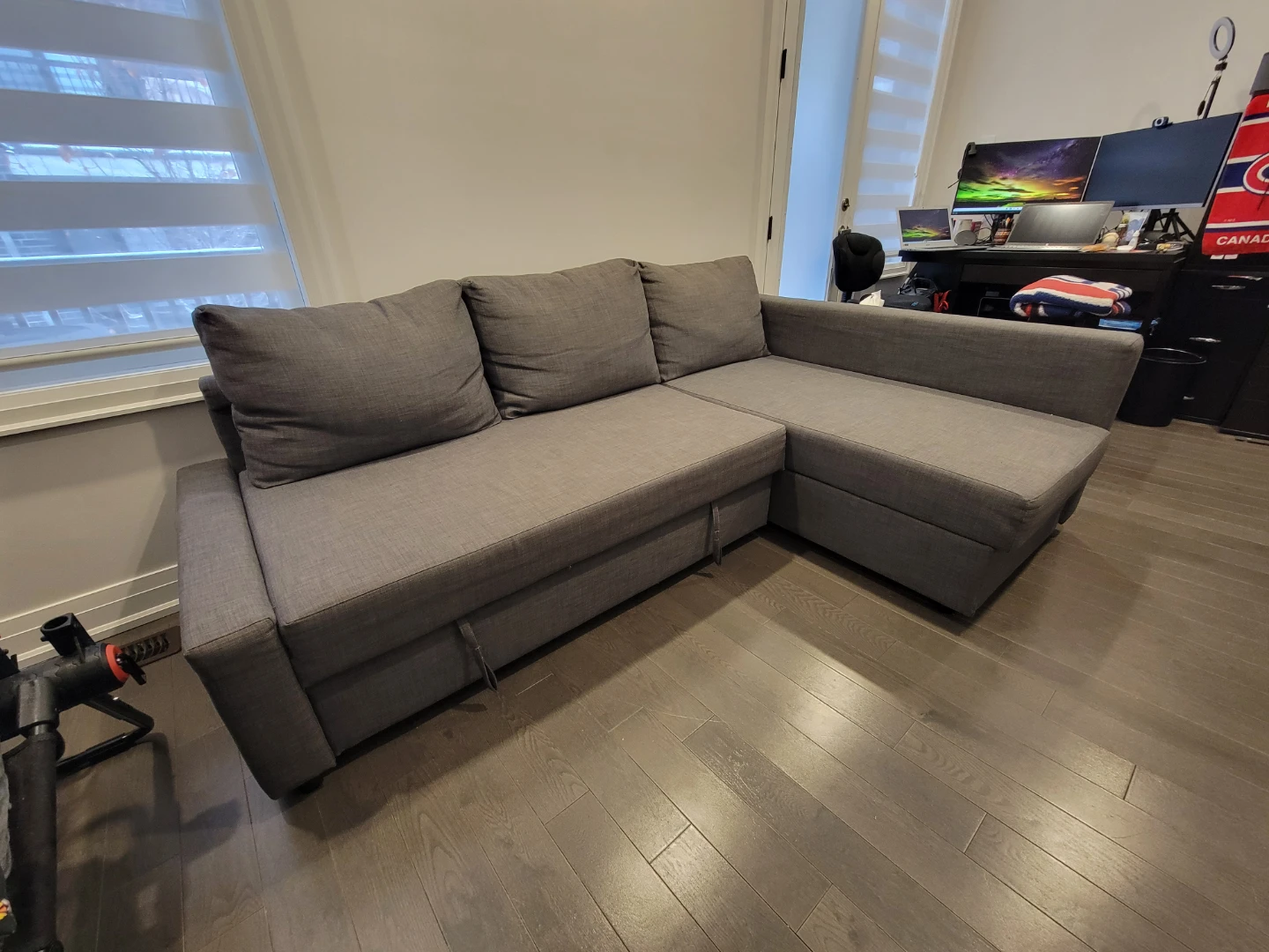 IKEA FRIHETEN Grey Sectional Sofa with Storage and Pull-out Bed