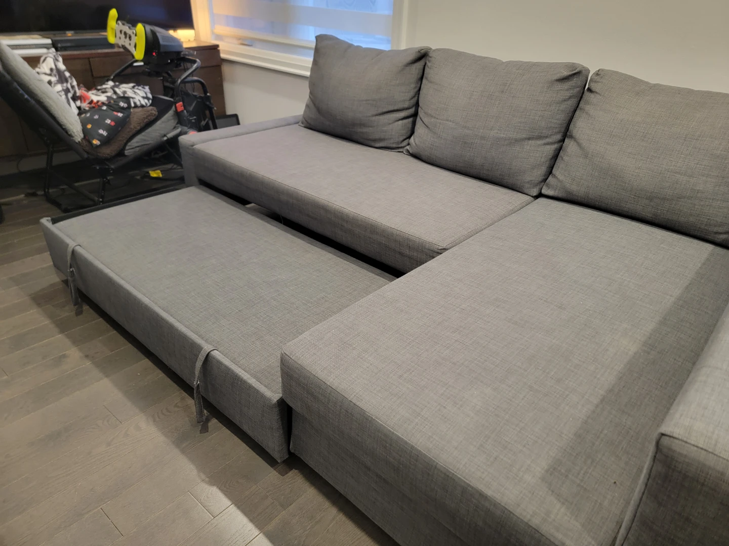 IKEA FRIHETEN Grey Sectional Sofa with Storage and Pull-out Bed - photo 4