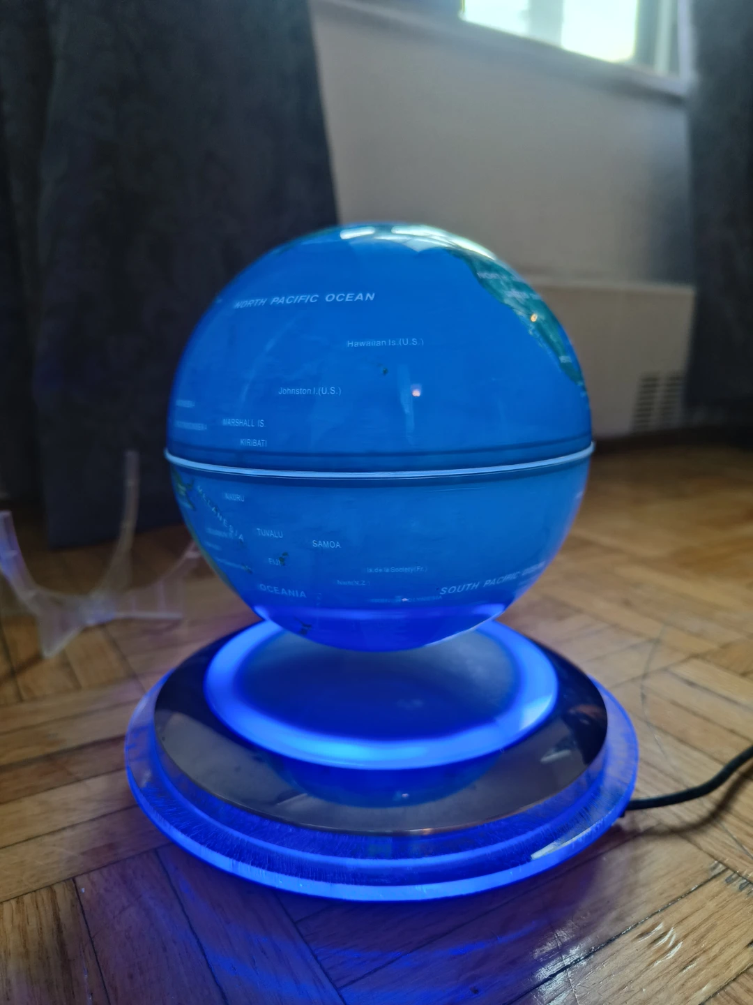 Levitating Globe with Blue LED Base