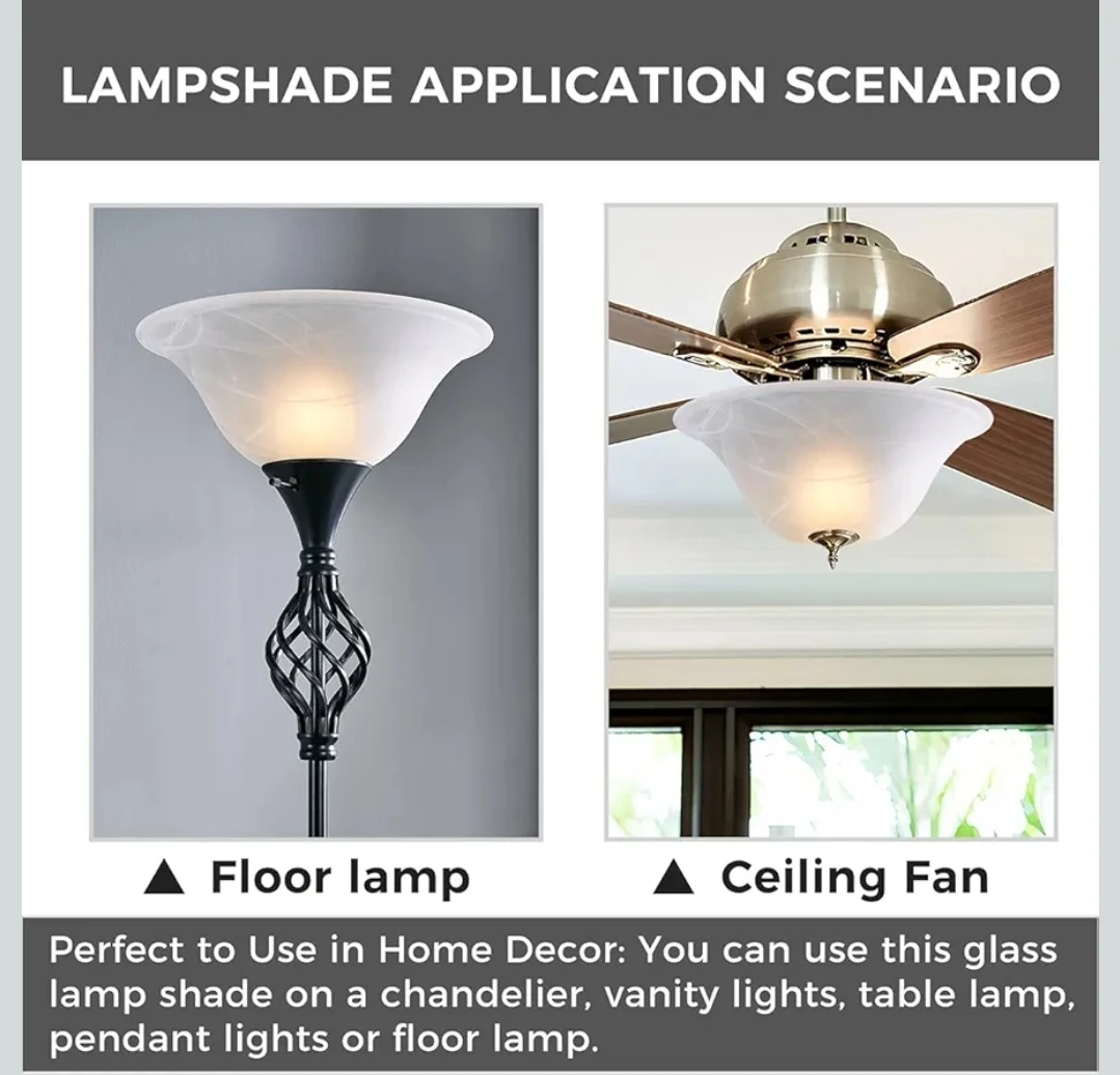 Glass Lamp Shade Replacement 12" D x 4.75" H - photo 3