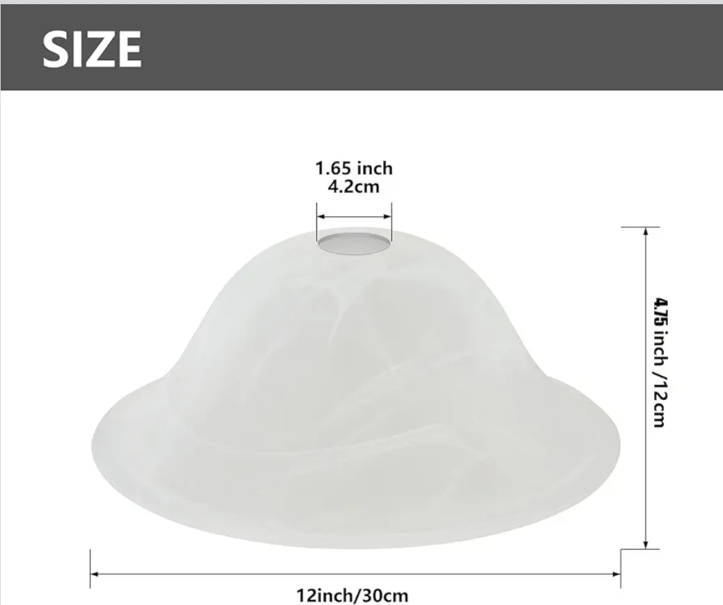 Glass Lamp Shade Replacement 12" D x 4.75" H - photo 4