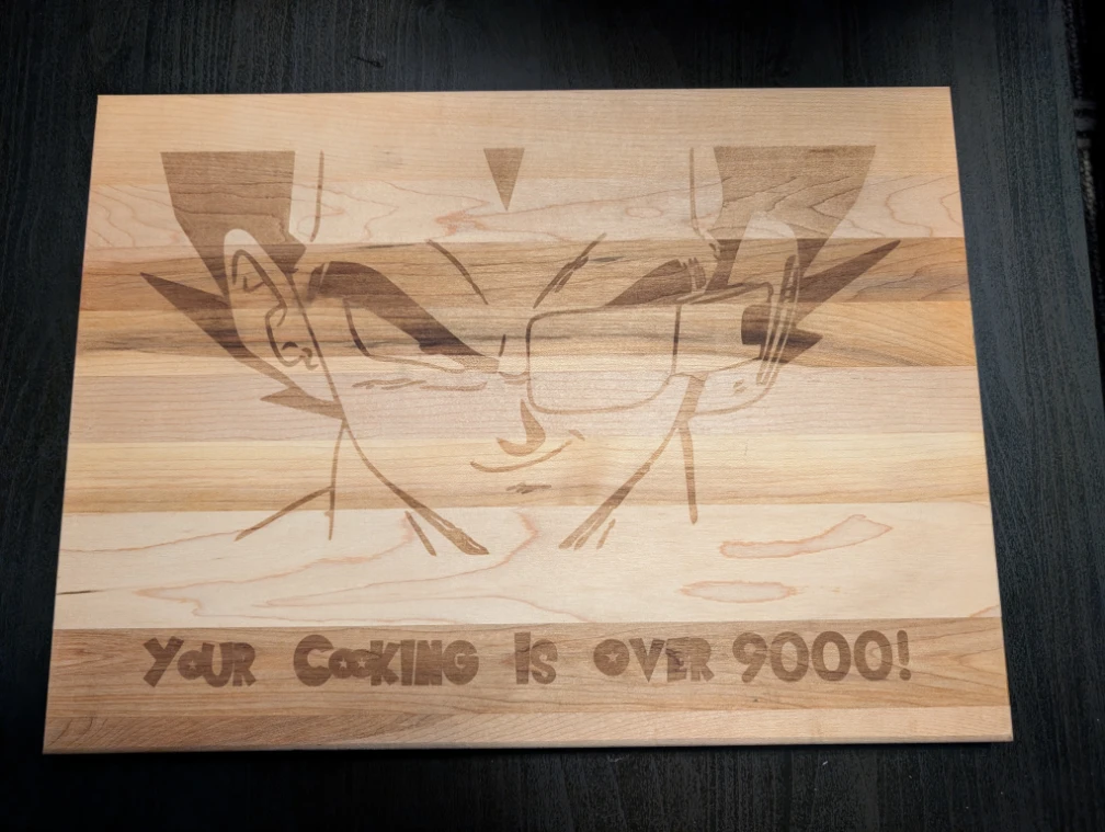 Engraved Cutting Board - "Your Cooking is Over 9000!"
