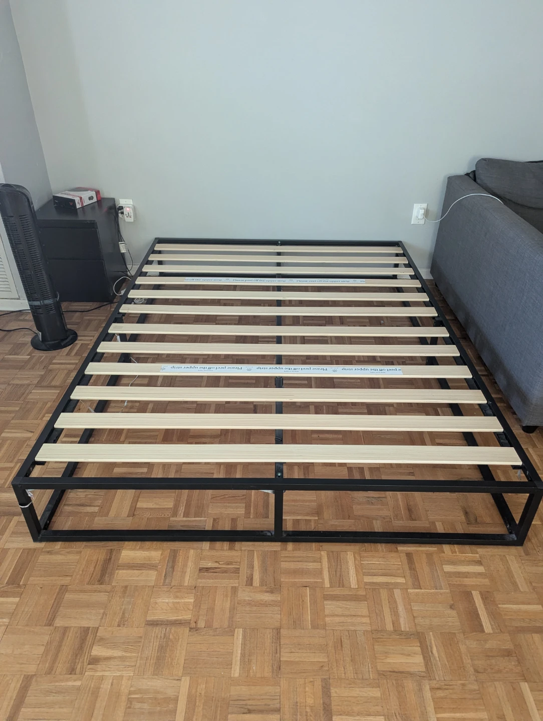Modern Metal Bed Frame with Wooden Slats + LED Lights - photo 2