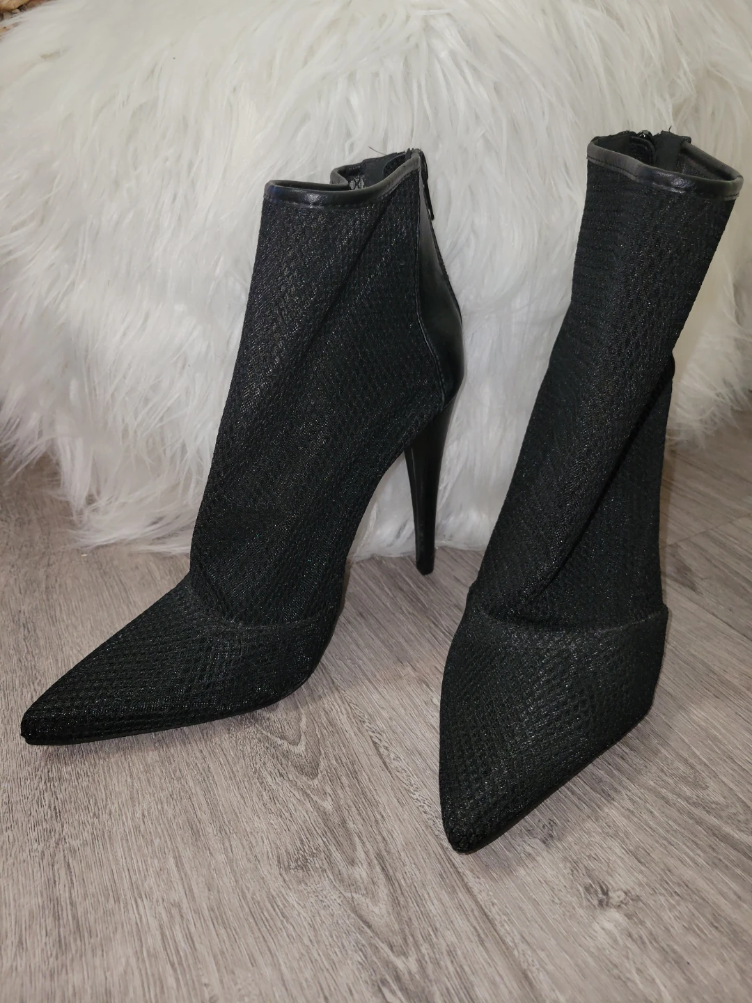 Black Mesh Stiletto Ankle Boots - photo 3