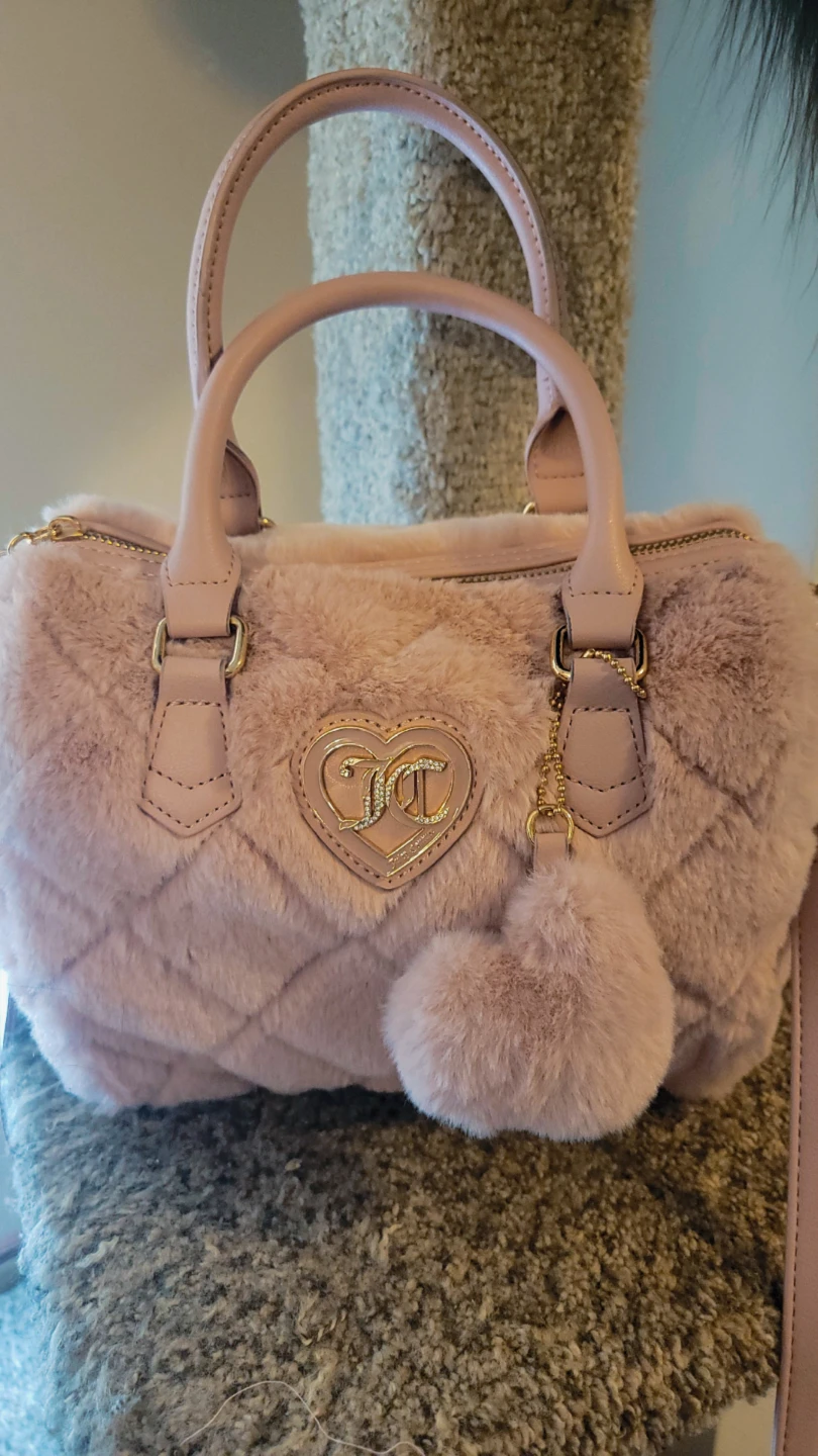 Juicy Couture Pink Faux Fur Heart Charm bag