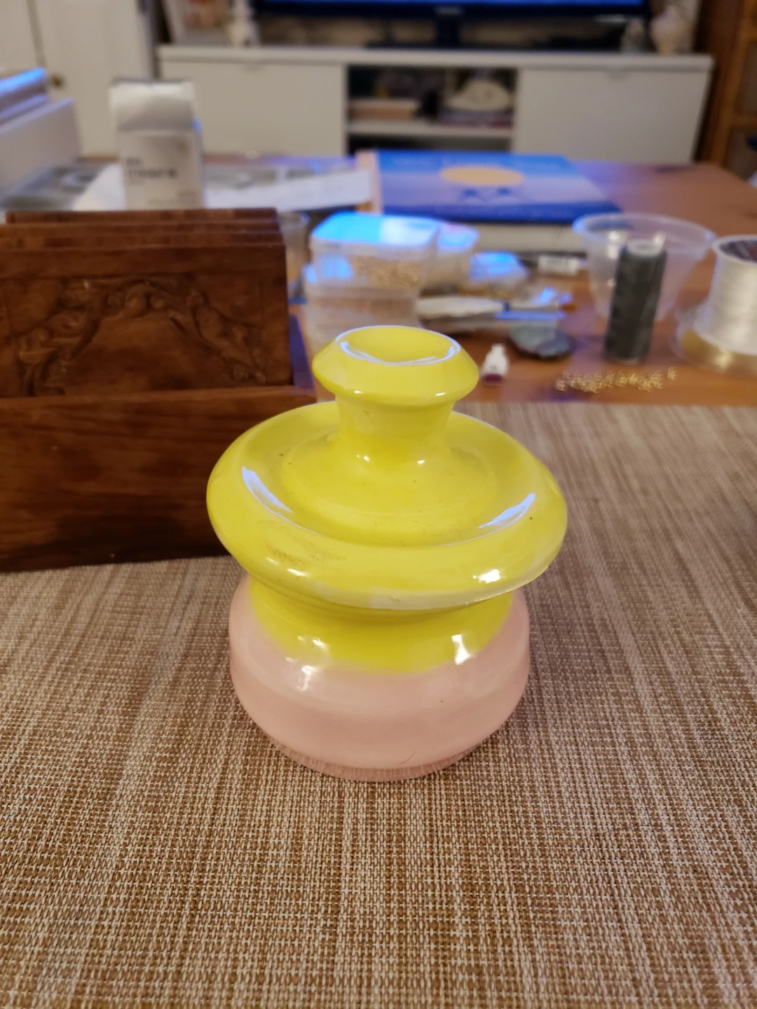 Yellow and Pink Ceramic Trinket Dish 🥕