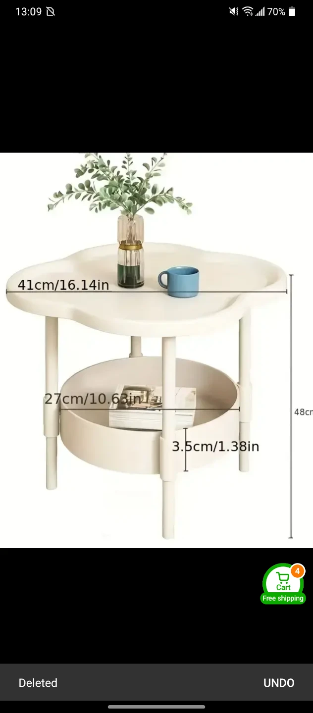 Cream Cloud-Shaped Side Table with Shelf - photo 3