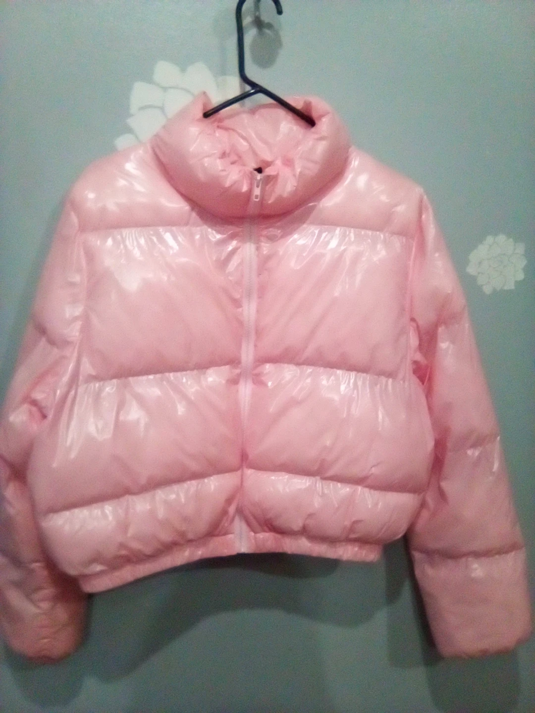 SHEIN Pink Shiny Puffer Jacket