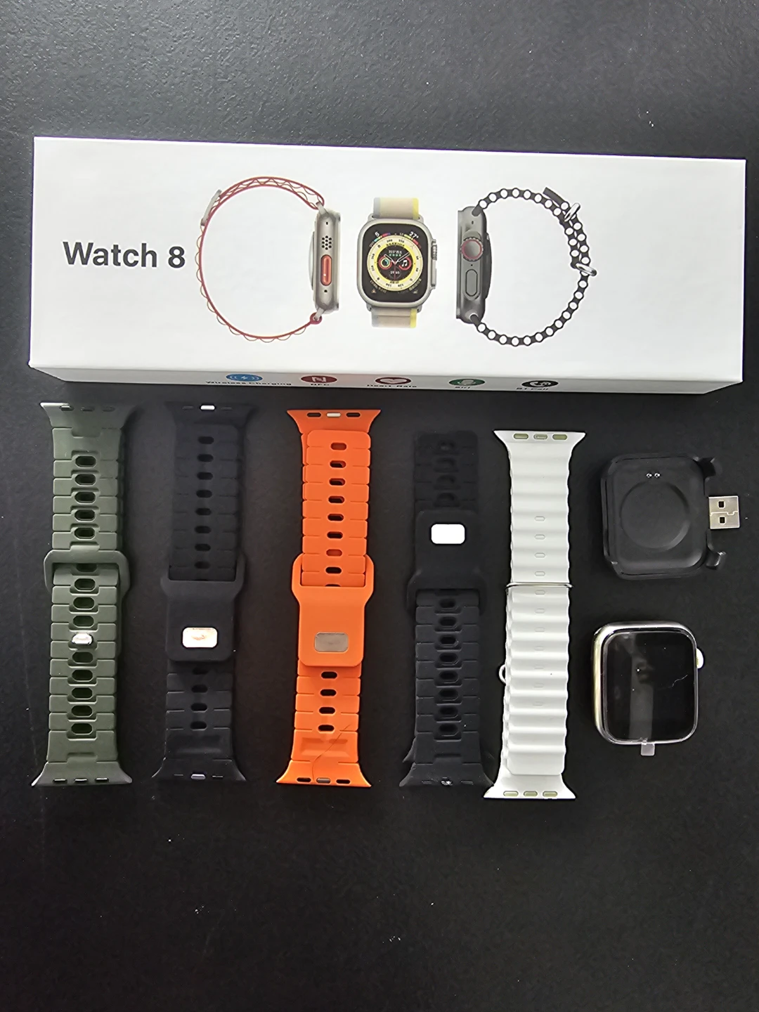Android SmartwatchSeries 8 with 5 Bands and Charger
