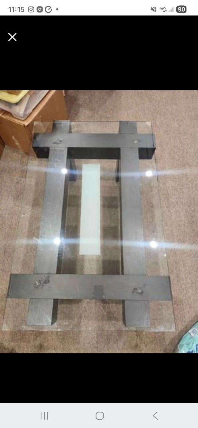 Modern Glass Coffee Table with Dark Wood-Look Base - photo 3