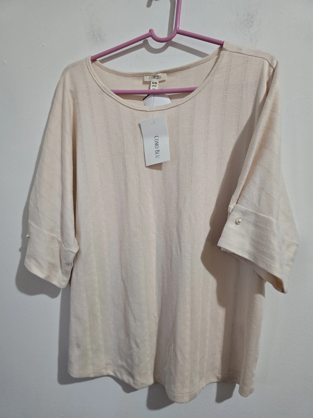COMO BLU Women's Beige Pearl Sleeve Top Size XL - photo 2