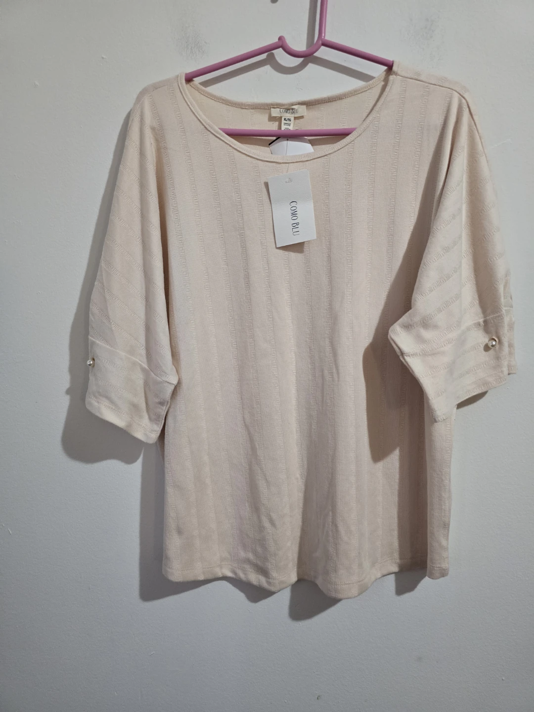 COMO BLU Women's Beige Pearl Sleeve Top Size XL - photo 4