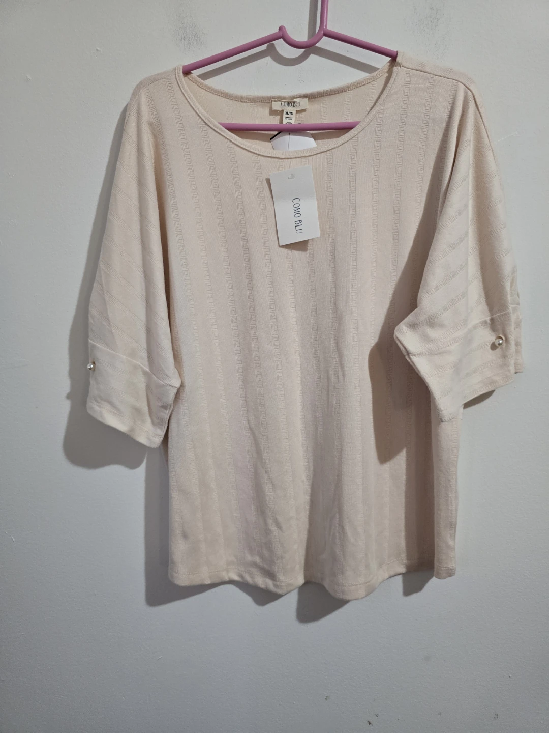 COMO BLU Women's Beige Pearl Sleeve Top Size XL - photo 5