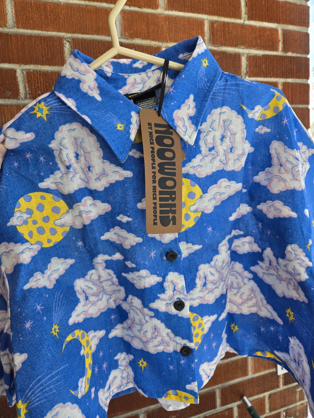Nooworks Linen Olivia Top in Cloud People Print - photo 3