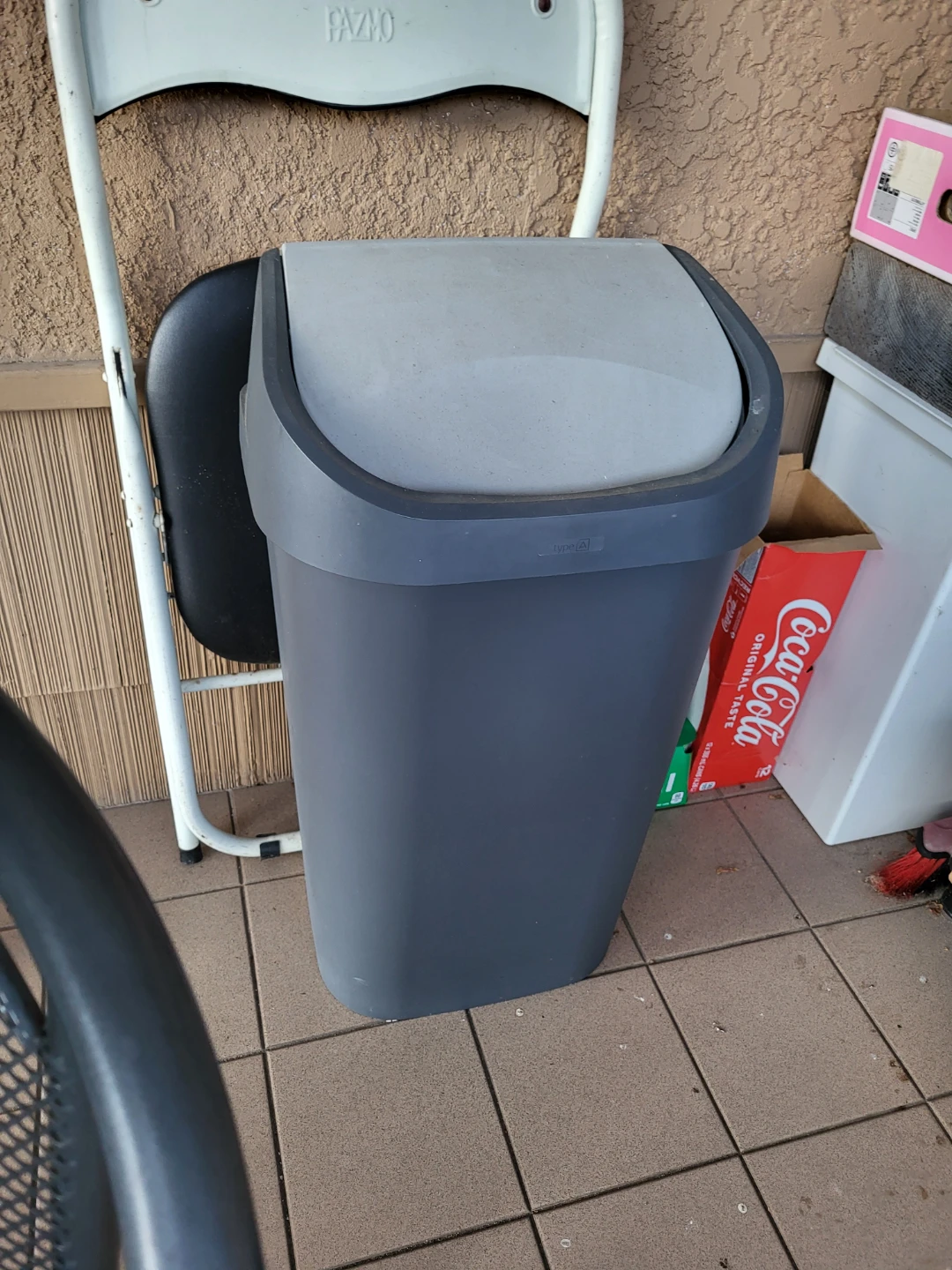 Simple Grey flip lid Trash Can