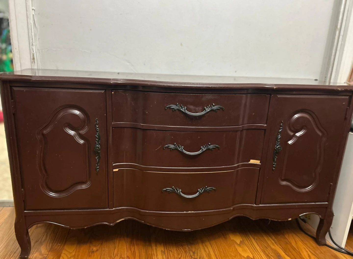 Dark Brown French Provincial Buffet/Credenza