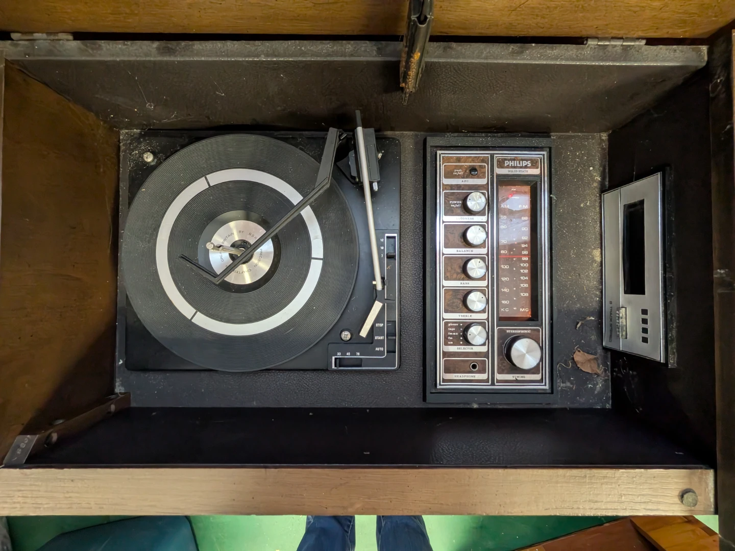 Vintage Philips Console Record Player with Speakers - photo 2
