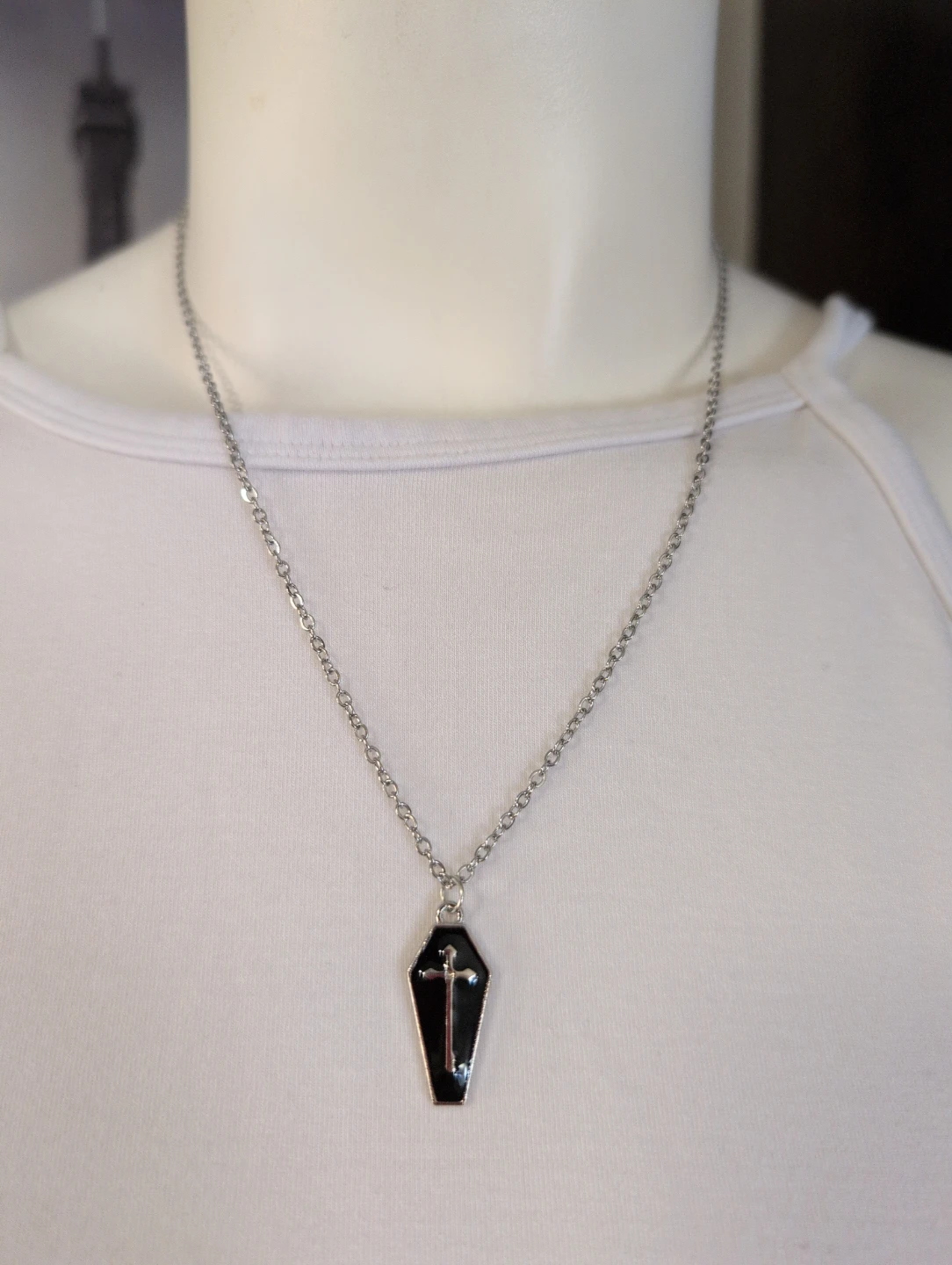 Gothic Coffin Necklace with Cross Pendant - photo 2
