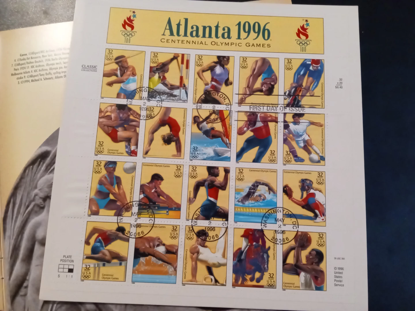 100 Years of the Olympic Games - USPS Atlanta 1996 Stamp Sheet - photo 2