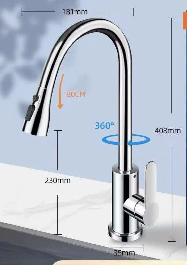Kitchen Faucet Pull-Down Sprayer Chrome or Black