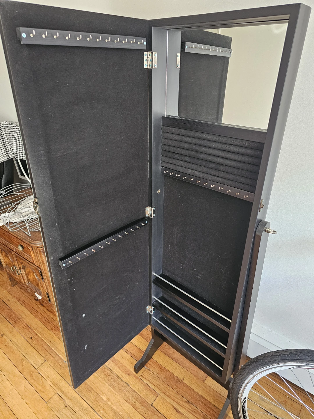Standing Jewelry Armoire with Mirror