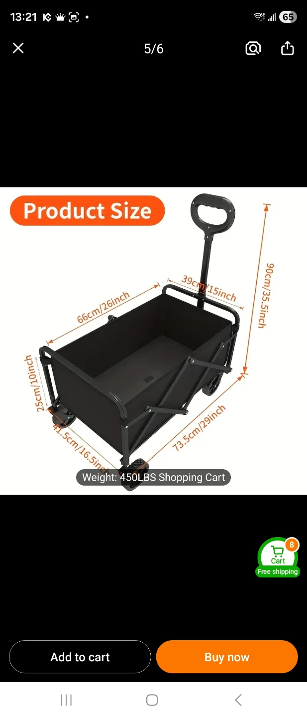 Black Folding Outdoor Wagon Cart with Wheels