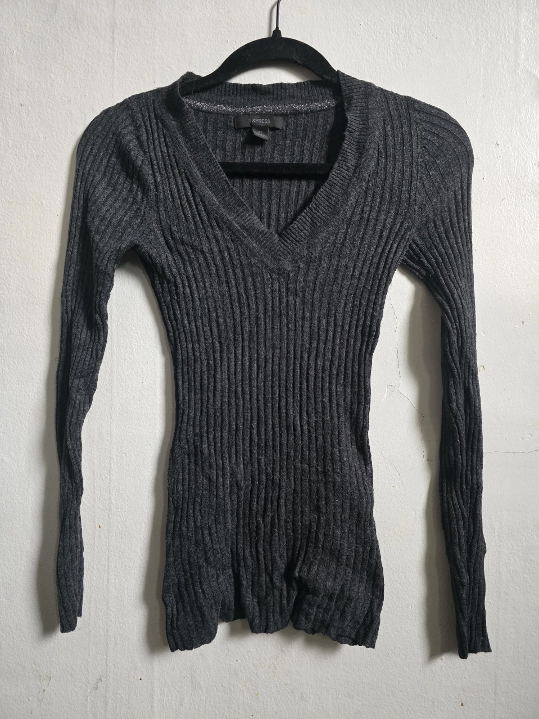 Express V-Neck Ribbed Long Sleeve Sweater XS - photo 4