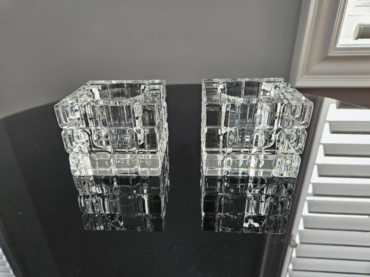 2 Square Crystal Votive Candle Holders