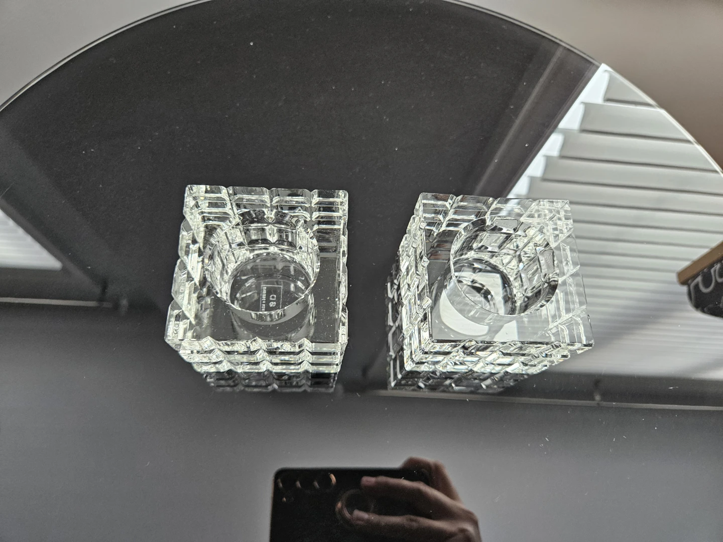 2 Square Crystal Votive Candle Holders - photo 2