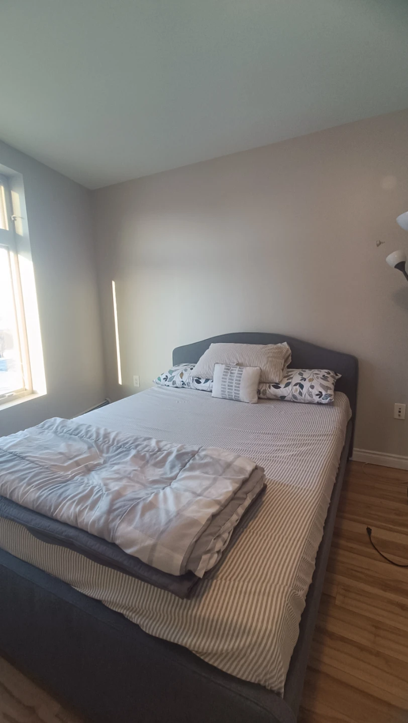 Grey Upholstered Queen Bed Frame