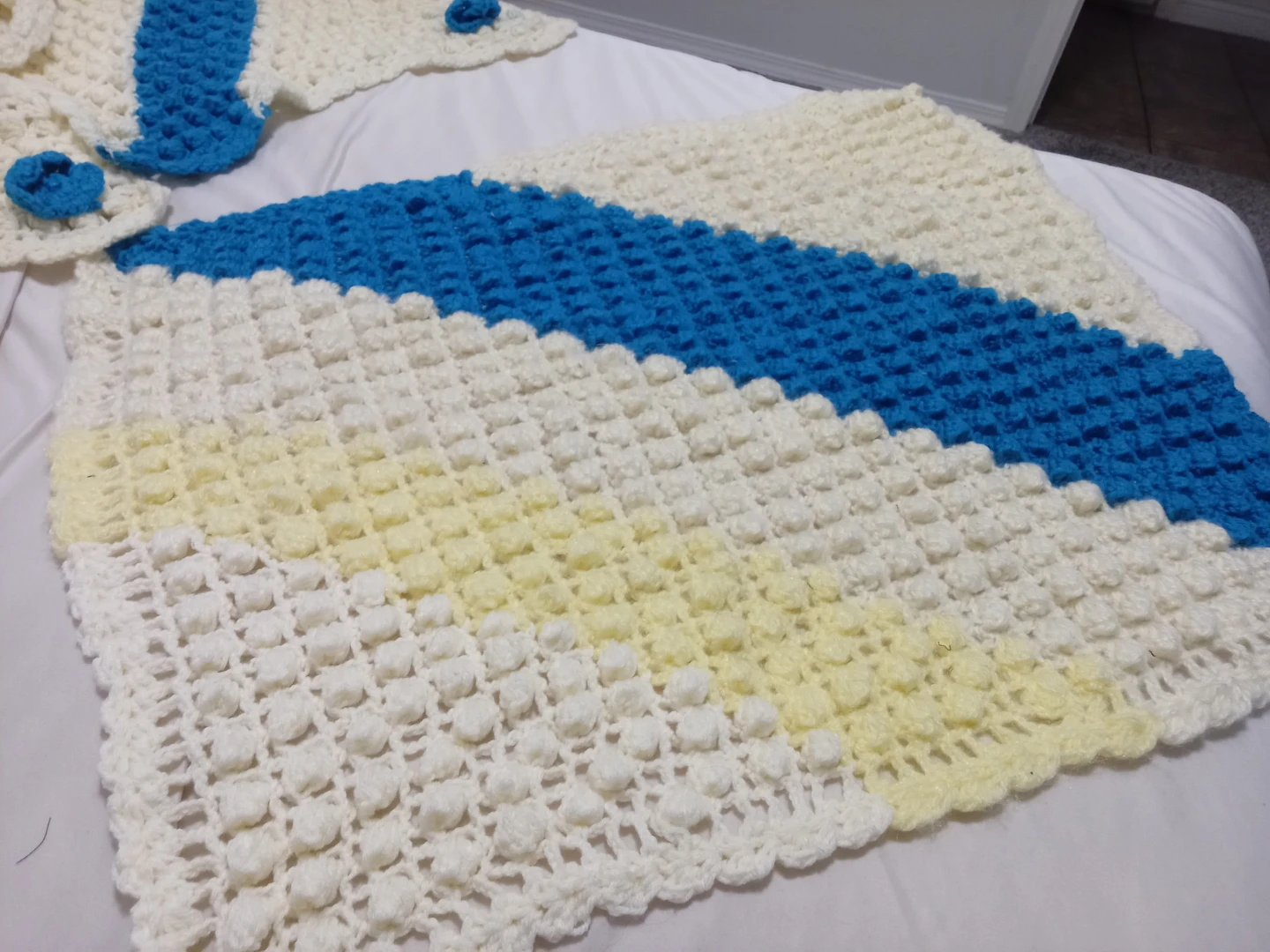 Hand-Crocheted Baby Blanket and Round Mat Set