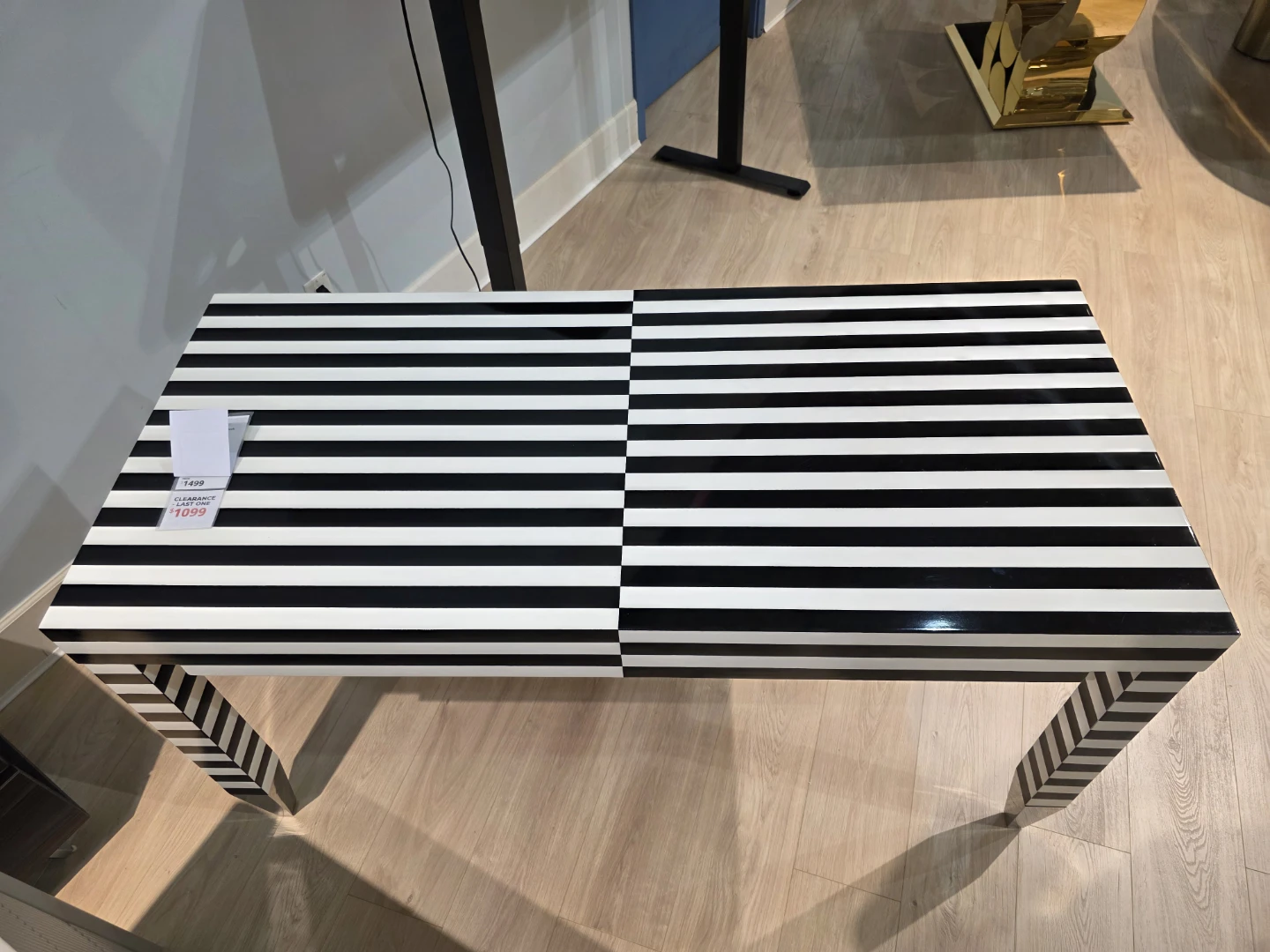 Designer Black and White Striped Desk