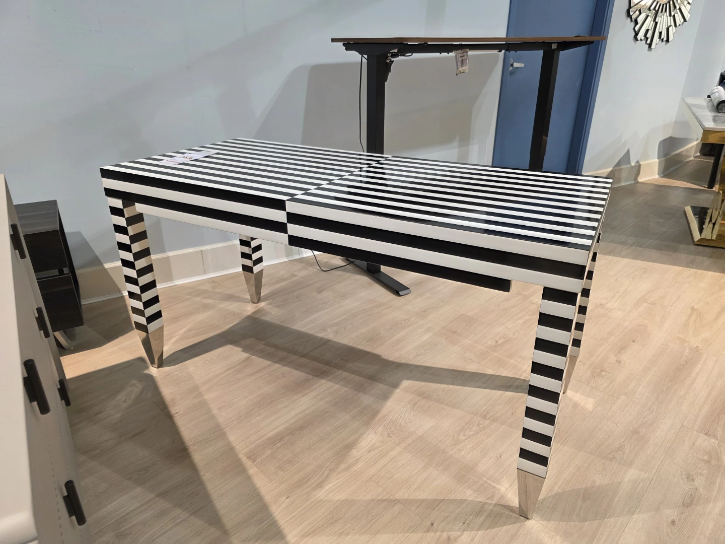 Designer Black and White Striped Desk - photo 3
