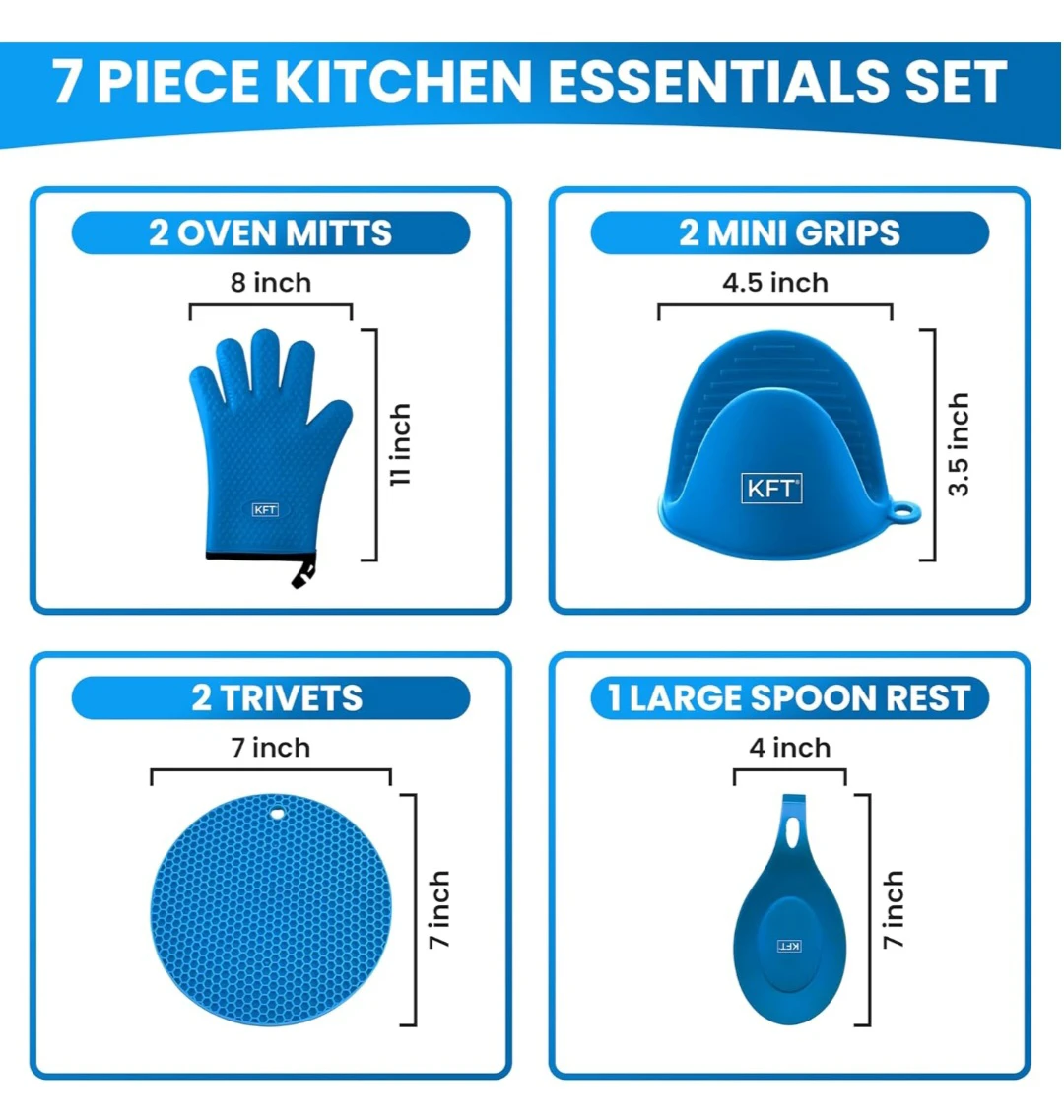 KFT 7 Piece Blue Silicone Kitchen Essentials Set - photo 3