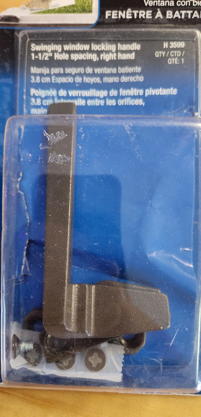 Swinging Window Locking Handle 1-1/2" Hole Spacing, Right Hand