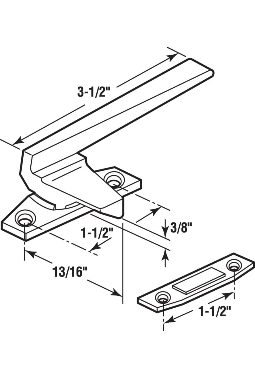 Swinging Window Locking Handle 1-1/2" Hole Spacing, Right Hand - photo 3