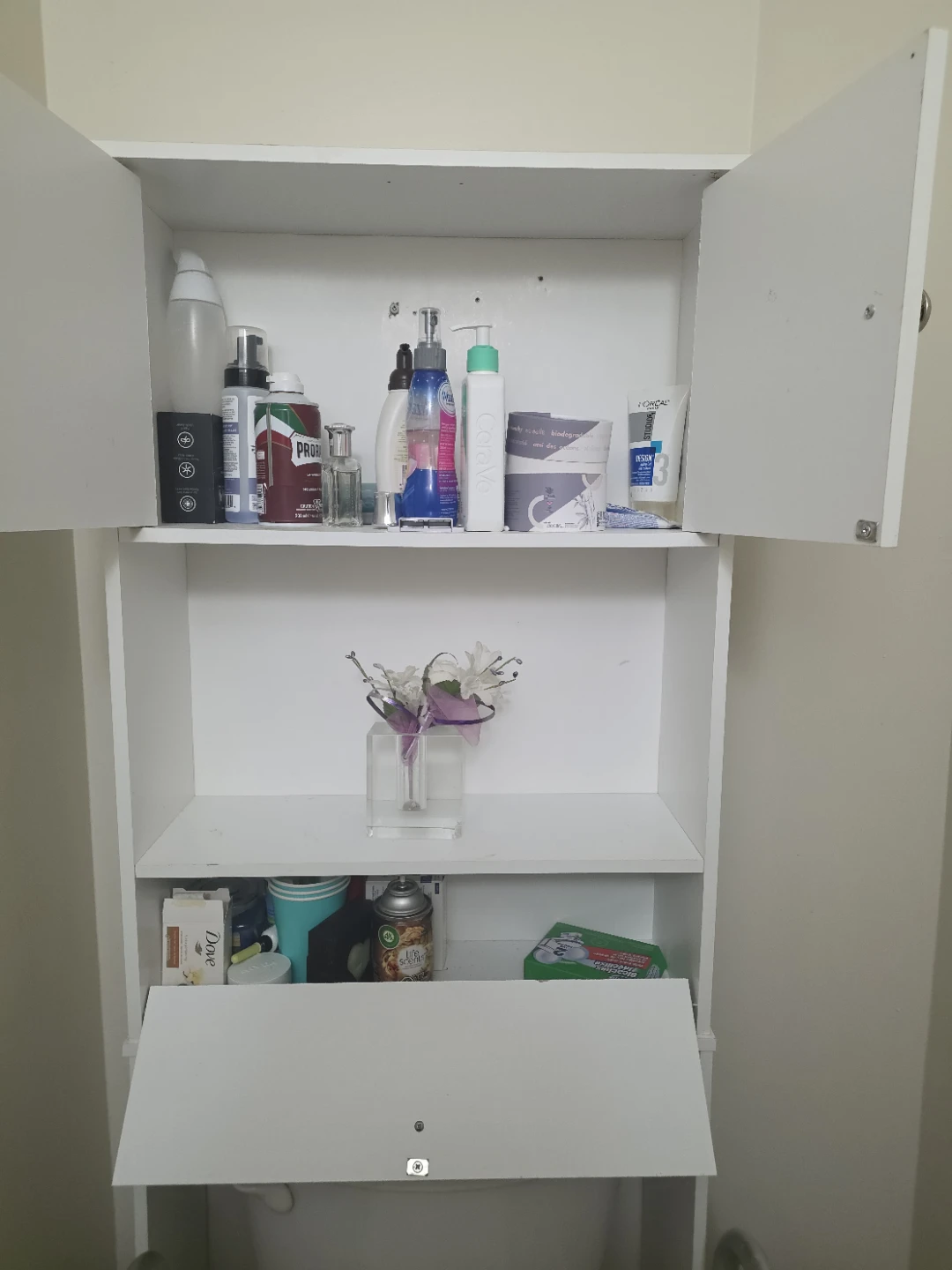 White Bathroom Storage Unit Over Toilet - photo 3
