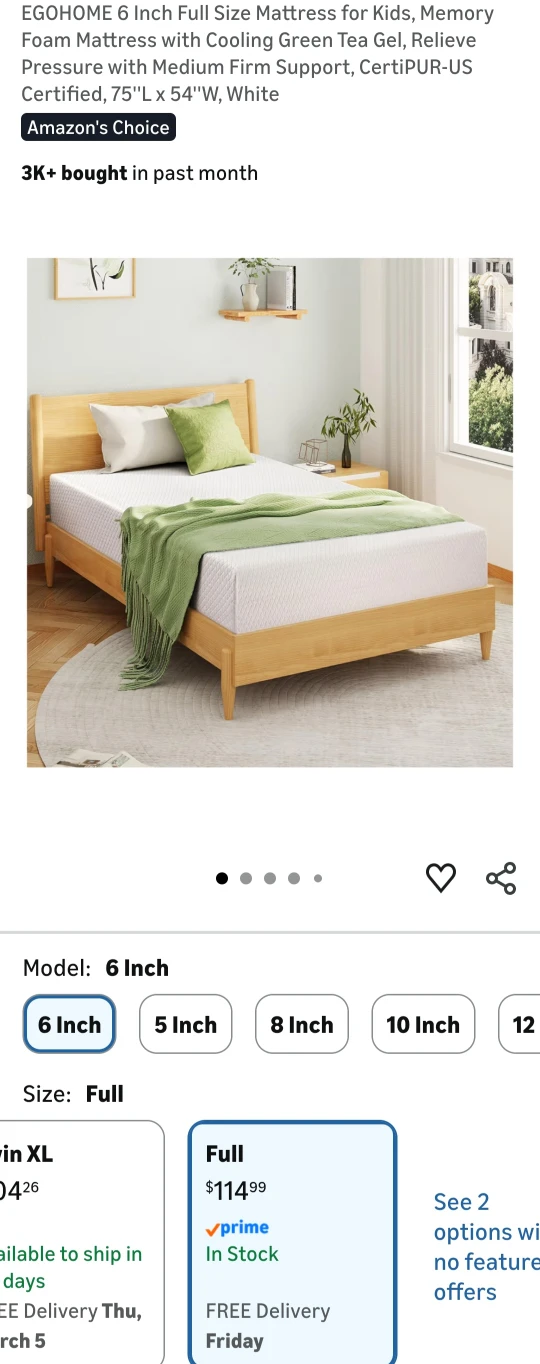 Wooden Full Bed Frame + Full Mattress - photo 3
