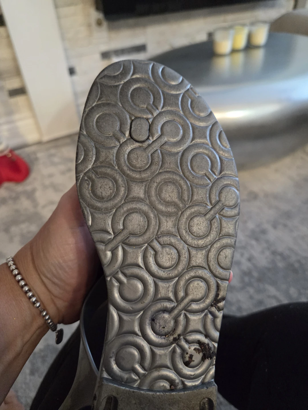 Coach Silver Jelly Sandals with Flower Embellishments - photo 2