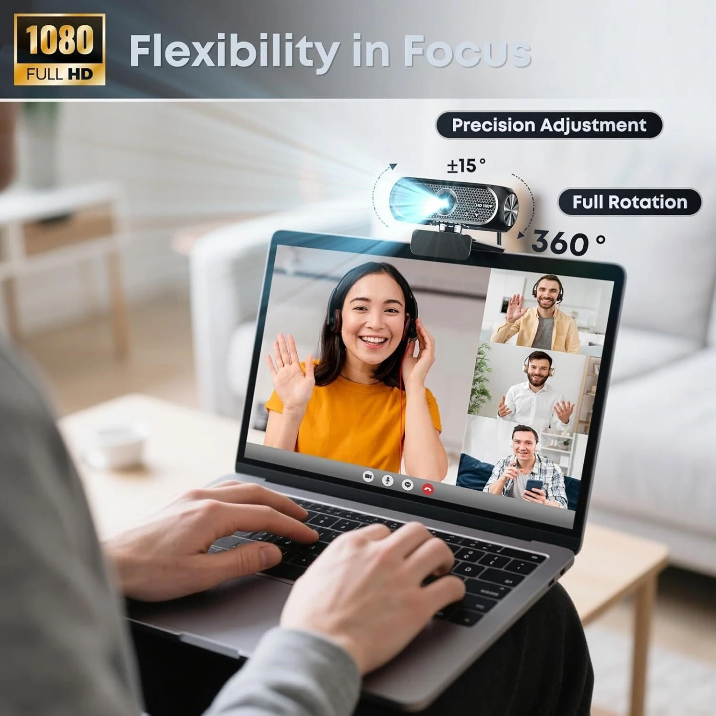 1080P Full HD Webcam with Built-in Microphone - photo 4