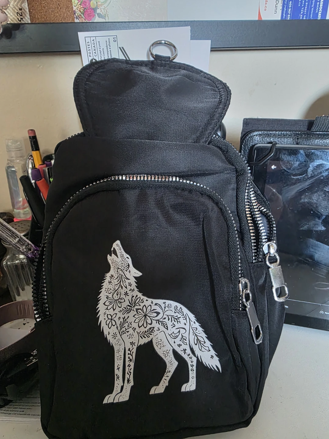 Black Small  Bag with Wolf Design - photo 2