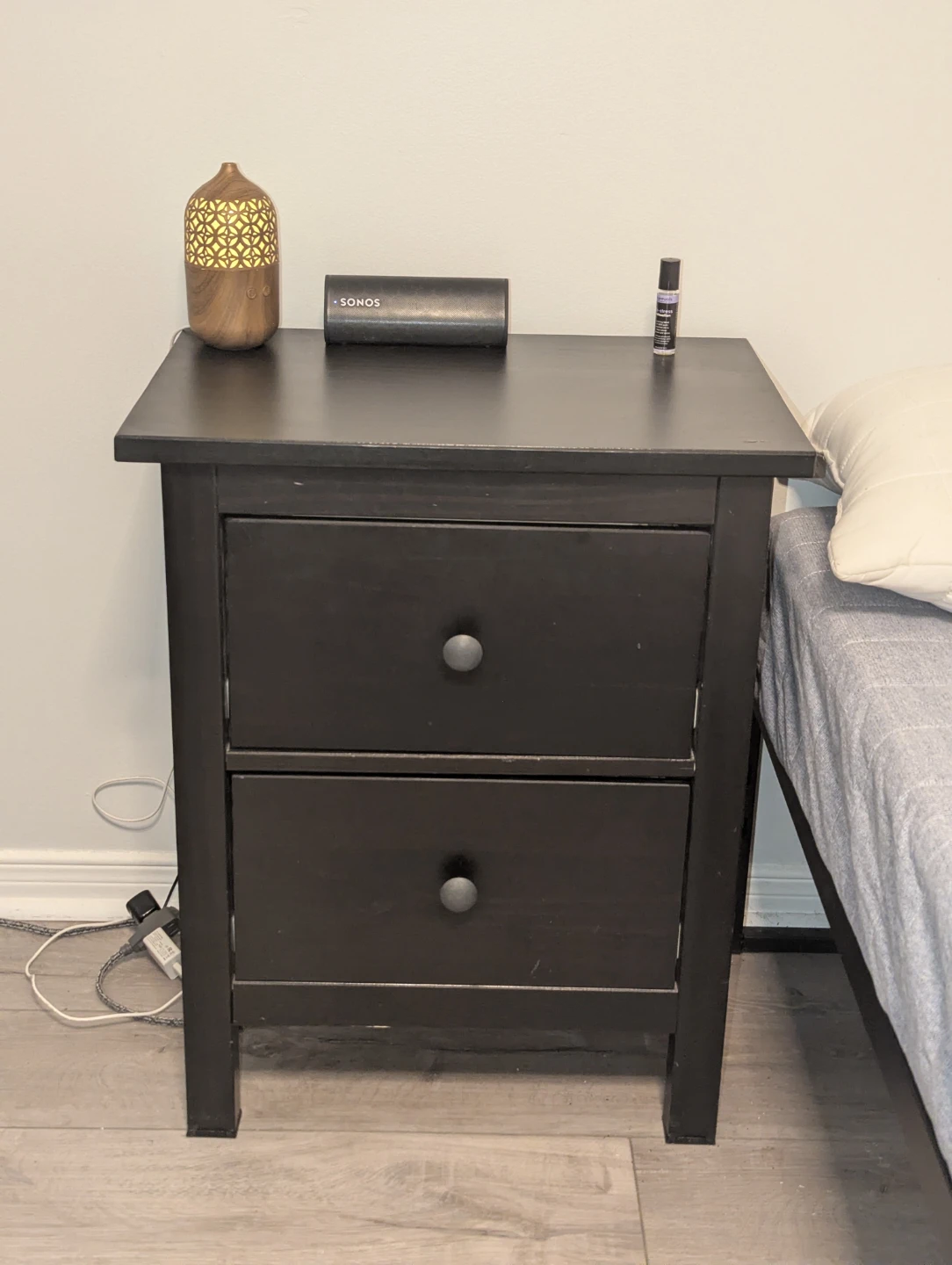 Black Two-Drawer Nightstand