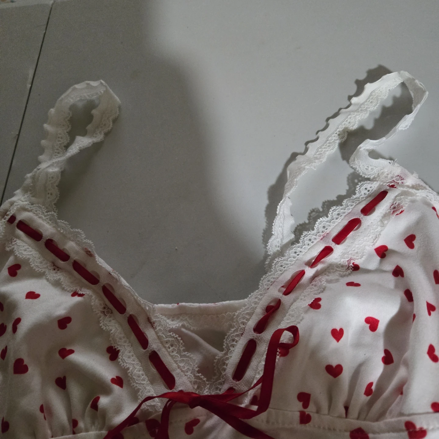 White Camisole with Red Hearts - photo 5