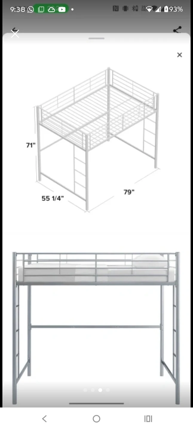 Metal Loft Bed Twin Size Silver - photo 4