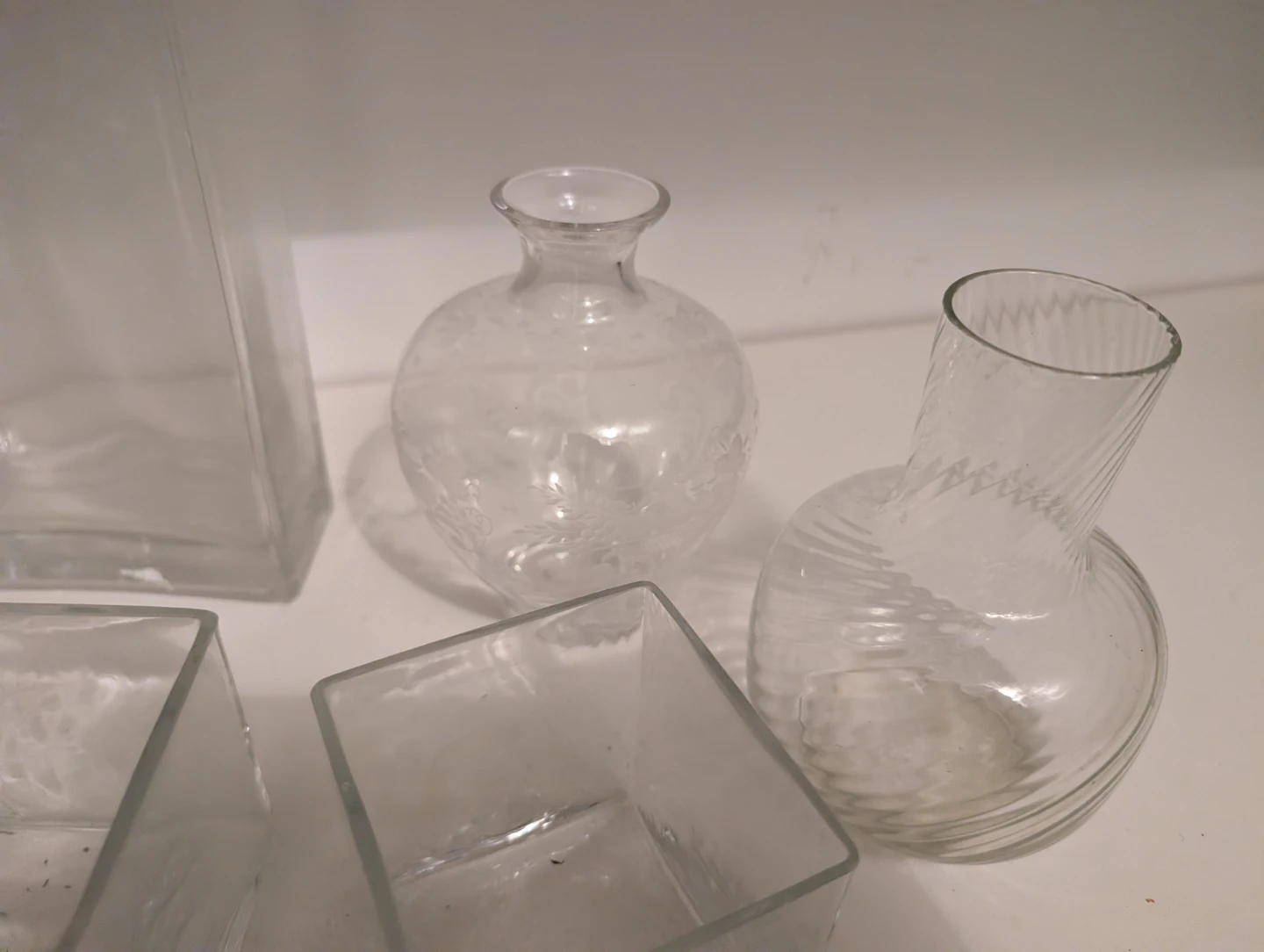 Assorted Clear Glass Vases and Containers