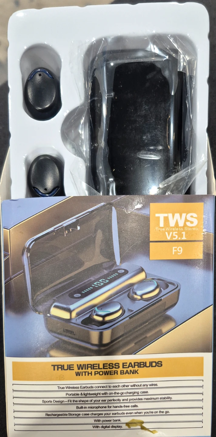 TWS V5.1 F9 True Wireless Earbuds with Power Bank