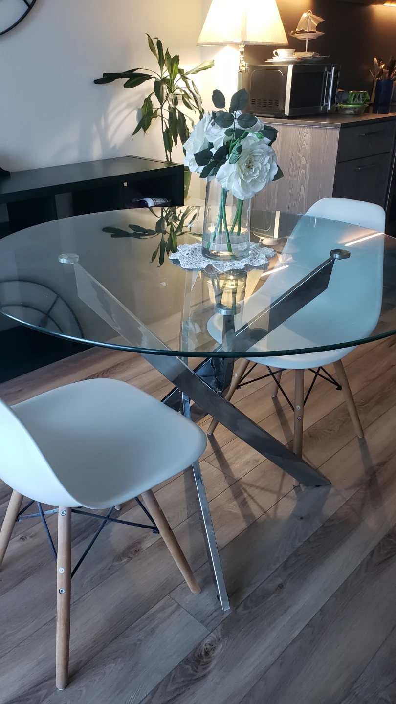 Glass Top Dining Table with Metal Base - photo 2