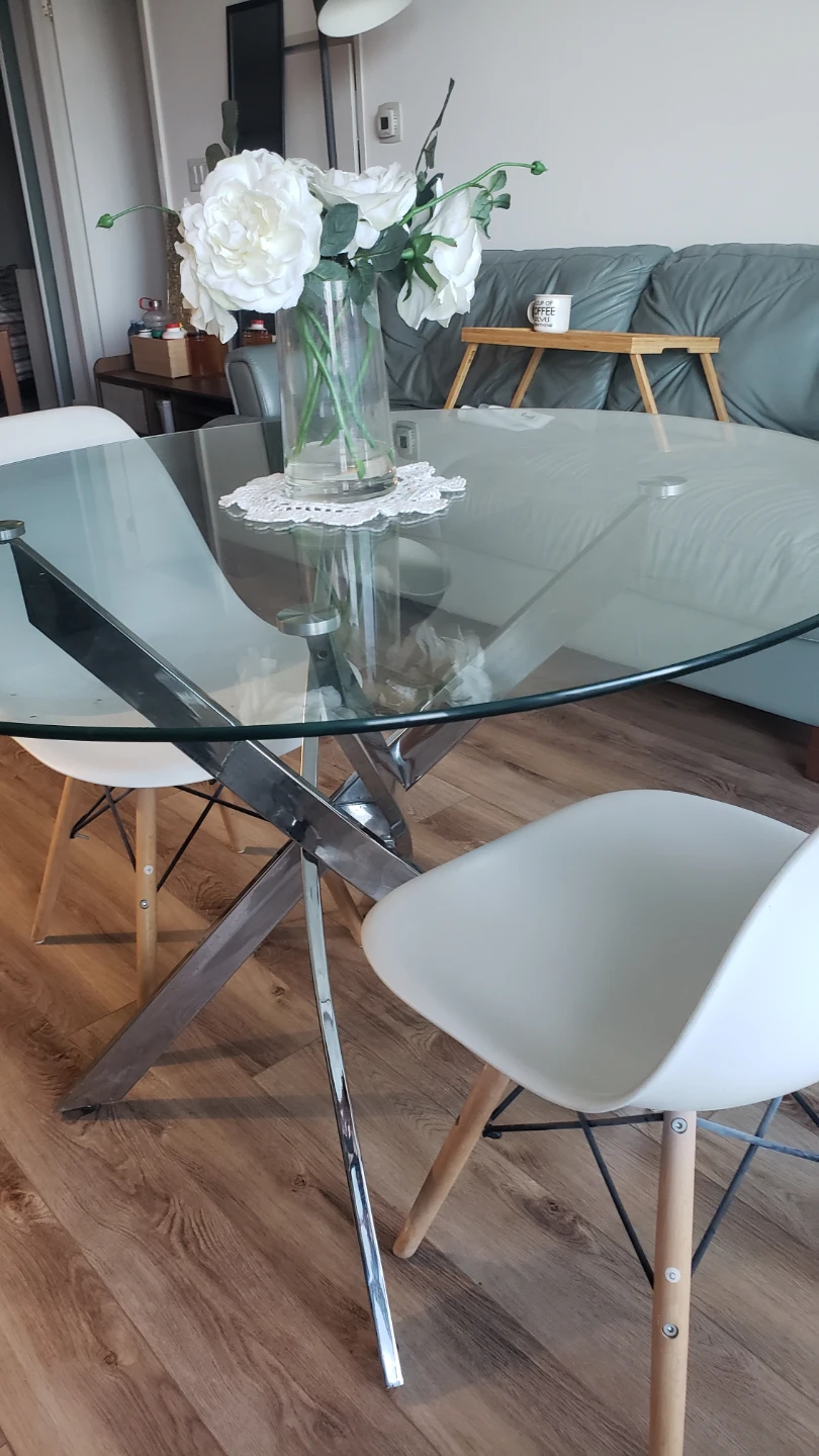 Glass Top Dining Table with Metal Base - photo 3