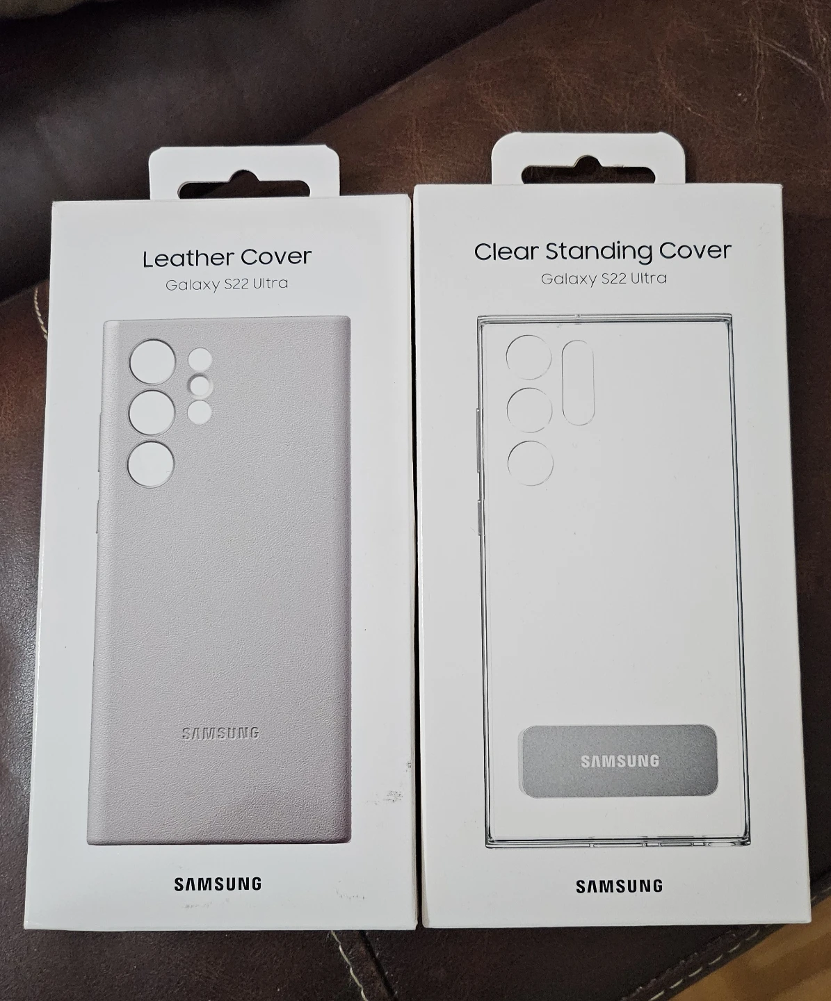 Samsung Leather & Clear Standing Covers for Galaxy S22 Ultra