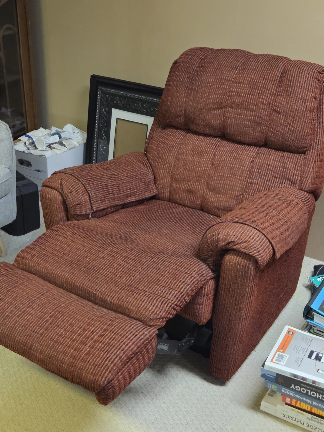 Recliner Chair - Burgundy Textured Fabric